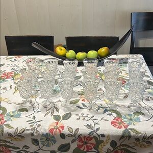 18 - 1970’s Vintage Fostoria American clear glass footed goblets